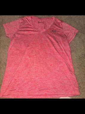 Under Armour Women's Heathered Coral V-Neck Performance Tee